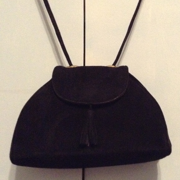 Vintage Black Suede Tassel Crossbody Purse - Picture 1 of 8